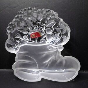 Vintage Walther Glass Santa’s Boot Dish Christmas Candy Tray Made in Germany